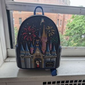 Disney Parks Loungefly WDW Mickey Castle Fireworks Mini Backpack